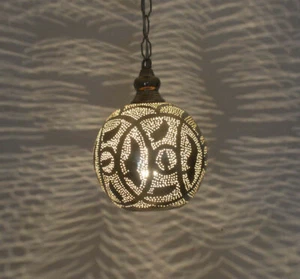 Handcrafted Moroccan Silver Plated Ceiling light Fixture Hanging Lamp #ML016 - Picture 1 of 2