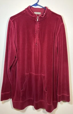 Mujer 2X Pullover Terciopelo 1/4 Cremallera Manga Larga Top Kate Hill Bolsillo Frontal Rojo Usado en Excelente Condición Foto 1 de 4