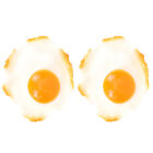  2 Pcs Fried Egg Photo Props Fake Foods Toys Simulated Omelette Poached Eggs