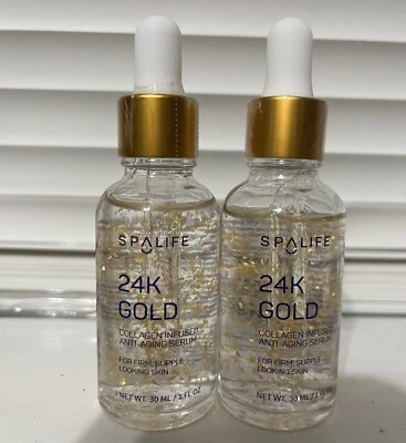2~SPA LIFE 24K GOLD COLLAGEN INFUSED ANTI-AGING SERUM / 30 ML - 1 FL OZ EACH - Image 1 of 3