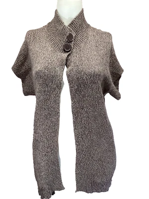 💥Cardigan Bobbie Brooks 2 botones para mujer mediano (8-10) marrón tejido manga corta Foto 1 de 4