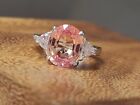 14k white gold engagement ring 3.15ct.natural untreated padparadcha sapphire GIA