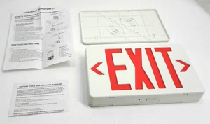 Elite Light ELX-603-R-W LED Exit Sign W/Battery Back Up Red Letter White Housing - Picture 1 of 5