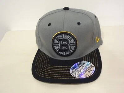 Vintage NHL Boston Bruins LOGO Stretch Fit M/L Hat 90s Zephyr NEW NWT Flat Bill - Image 1 of 4
