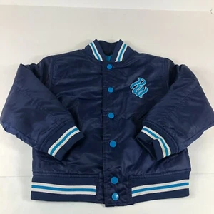 Vintage Rocawear Jacket Boy's Medium Blue Satin Embroidered Snap Button Coat - Picture 1 of 11
