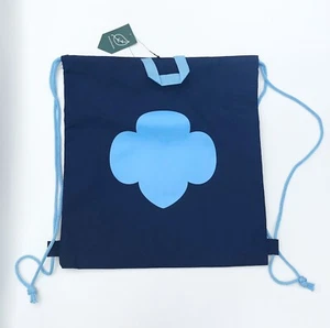 Girl Scouts Navy Blue Light Trefoil Cinch Bag Drawstring Backpack Scout Promo