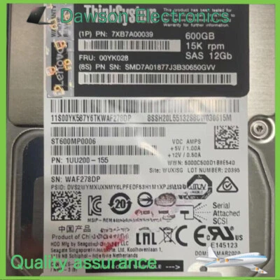7XB7A00039 Lenovo 00YK028 2.5 15K 600GB 12GB/s SAS Internal Hard Drive - Image 1 of 2