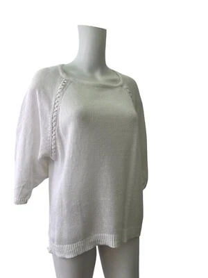 Phase Eight Linen Jumper Pullover Size S Womens Sweater Top White 3/4 Sleeve - Image 1 of 4