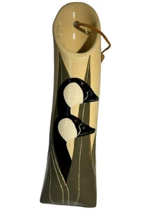 Hanging Wall Pocket Vase Handmade Studio Art Pottery Canadian Geese, 13" Long - Picture 1 of 9