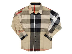 KIDS YOUTH Plaid Shirt Designer Engineered Stripes Button Up NEW Casual Dress - Picture 1 of 12