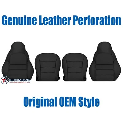 2005-2013 Corvette-Driver & Passenger Complete GENUINE Leather Seat Covers Black - Imagem 1 de 4