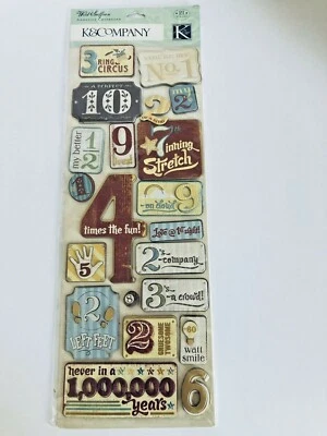 K&Company Adhesive Chipboard WILD SAFFRON Number Sayings - Image 1 of 2