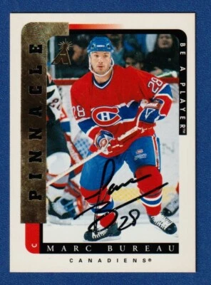 MARC BUREAU 1996-97 Be A Player AUTO #82 Canadiens Signed Card Pinnacle BAP^ - Image 1 of 2
