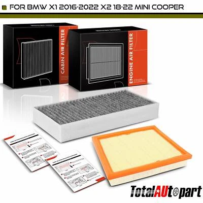 Engine & Cabin Air Filter for BMW X1 2016-2022 X2 18-22 Mini Cooper 15-22 - Image 1 of 4
