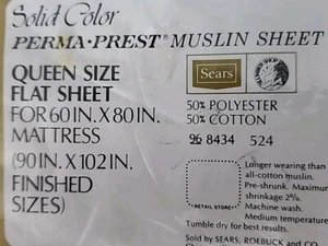 NUOVO foglio piatto vintage ARS giallo/oro Perma-Prest MUSLIN Queen ~ NOS - Foto 1 di 3