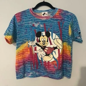T-shirt vintage Topolino Disney ritagliata Tiedye taglia S - Foto 1 di 6