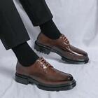 Men Faux Leather Round Toe Lace Up Oxfords Business Dress Casual Work Club Shoes