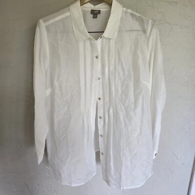 J. Jill Plus 1X Silk Blend Womens Button Up White Cream Ivory EUC - Image 1 of 4