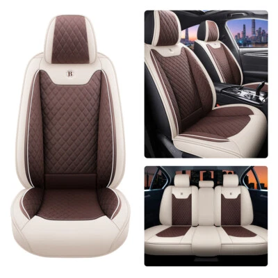 Car Seat Covers for Jaguar 5-Seats Leather Protection Cushion White Brown MH31 Foto 1 de 4