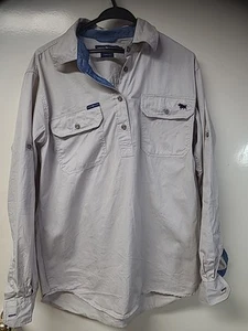 Ringers Western Pentecost River Womens Half Button Work Shirt Fawn/denim Size 14 - Picture 1 of 6