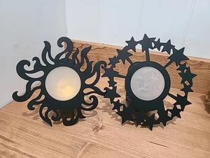 Applique da parete celeste sole e luna portacandele tea light partylite vintage - Foto 1 di 11