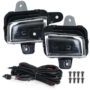 SET LED Fog Light Lamp Cover W/Chrome Trim Switch Wire For GMC Sierra 1500 22-24 - Picture 1 of 16