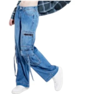 Pantalones holgados cargo pierna ancha tiro medio para mujer - Wild Fable™ lavado medio 12 - Imagen 1 de 6