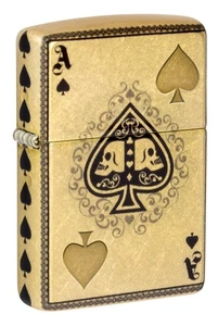 Ace of Skulls Design Zippo Lighter Gold Spades Genuine Collectable Zippo Lighter - Picture 1 of 5