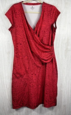 Athleta Nectar Faux Wrap Dress Red Henna Large Athleisure Comfort Luxe - Image 1 of 4