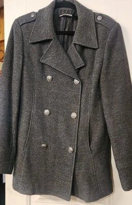 Chaqueta/abrigo militar gris de doble botonadura para mujer DKNY talla L Foto 1 de 4