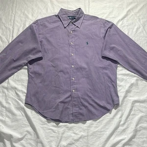 Ralph Lauren Men's Purple Striped Long Sleeve Button Down Dress Shirt Sz Large - Picture 1 of 10