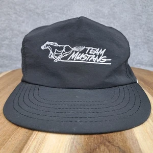 Vintage Ford Mustang Hat Cap Snap Back Black Team Mustang Logo Racing Made USA - Picture 1 of 8