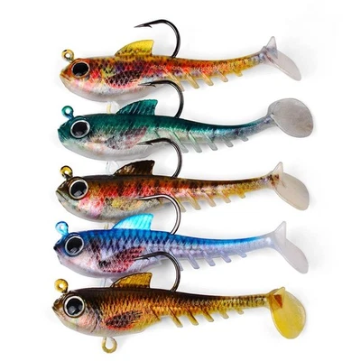 5PCS Soft Fishing Köder Köder Jig Köpfe Haken Swimbait Hecht Weichplastik Wurm - Bild 1 von 4