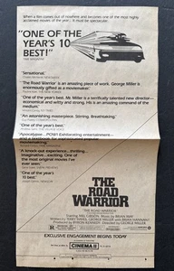 The Road Warrior 1981 NY Zeitungsanzeige Ausschnitt Mad Max Mel Gibson George Miller - Bild 1 von 1