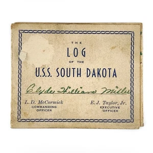 Vintage US Navy Souvenir LOG OF THE USS SOUTH DAKOTA 1943 WW2 Circolo Polare Artico - Foto 1 di 9