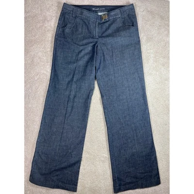 Женские джинсовые брюки Michael Kors с широкими штанинами темно-синие вареные размер 12 - Изображение 1 из 4