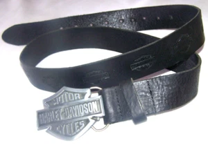 Harley Davidson Herren Ledergürtel schwarz mit B/S Schnalle Größe L Gr. 38 - 42 - Bild 1 von 4