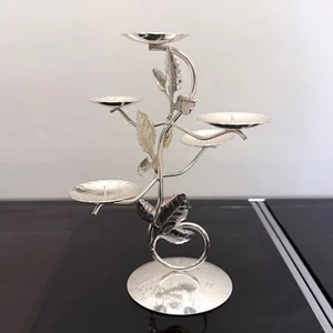 Vintage 50’s SILVER PLATED LEAF CANDLE HOLDER Mid Century Art Nouveau BMF - Picture 1 of 6