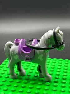 Lego Friends graues Pony weiße Punkte Vogel und lila Sattel Minifigur Lot 763 - Bild 1 von 6