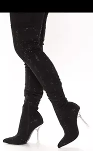 black thigh high boots Size 6 - Picture 1 of 5