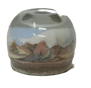 Paperweight Art Painted Desert Native American Scene 2 1/4 in flat bottom VTG - Picture 1 of 8
