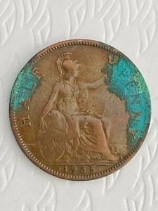 1935 Great Britain George V 1/2 Penny Coin - Picture 1 of 2