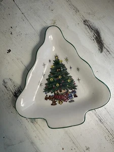 Rare 2 Nikko Tis the Season Christmas Tree Candy Dishes Unique Artwork HTF - Foto 1 di 4