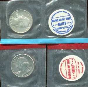 1970 P & D WASHINGTON QUARTERS IN CELLO WITH MINT TOKENS (W974) - Picture 1 of 4