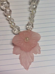 Collar de cuentas de acrílico vintage de moda bisutería flor rosa - Imagen 1 de 10