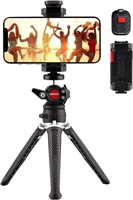 LAMMCOU Kit de trípode de mini mesa portátil Lammmcou con abrazadera para teléfono inteligente y obturador remoto