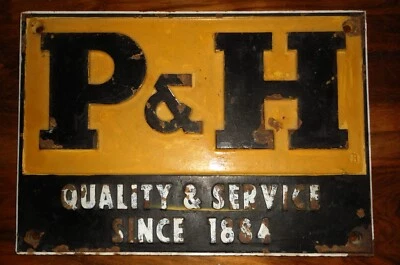 rare plaque fer ancien P & H engin TP tracteur Pawling Harnischfeger since 1884 - Photo 1/2