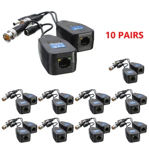 Transceptor Balun de Video y Alimentación BNC Coaxial CCTV de 10 Piezas a Conector CAT5e 6 RJ45 - Imagen 1 de 14