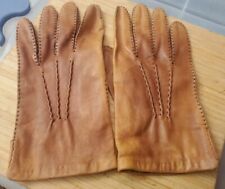 Hand-Sewn Grandoe Mens 10-10.5 British tan Stitched  Soft Leather Gloves
