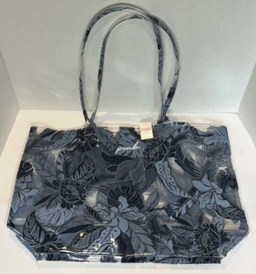 VICTORIAS SECRET 2 PC SET Pink PVC Indigo Summer Beach Gym Shopping Tote NWT - Picture 1 of 9